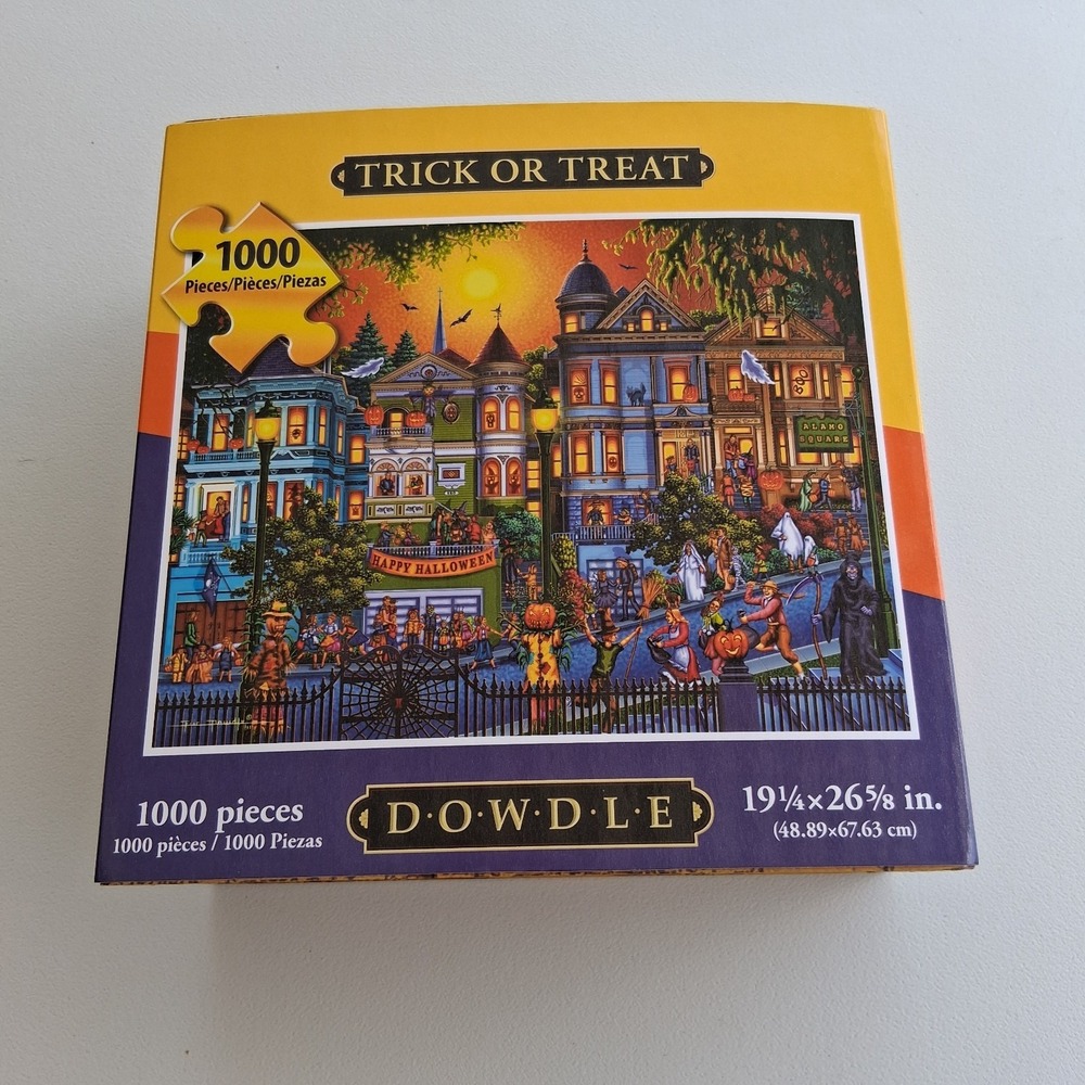 Dowdle Trick or Treat Jigsaw Puzzle 1000 Pc Halloween Folk Art Eric Dowdle